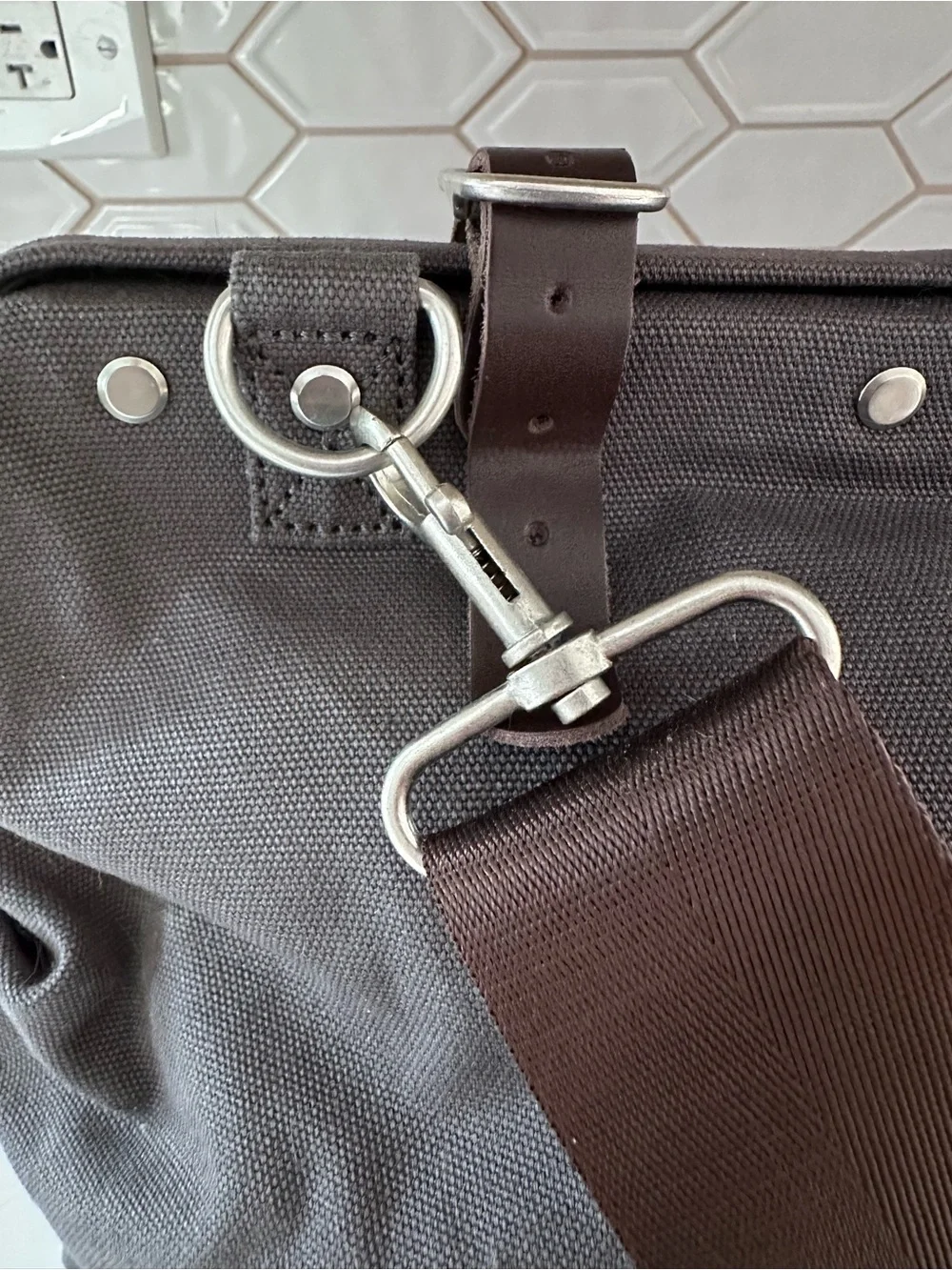 Line of Trade Gray Canvas Weekender Bag